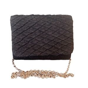 Gunne Sax Jessica‎ McClintock Black Shinmer Evening Formal Cocktail Clutch Purse